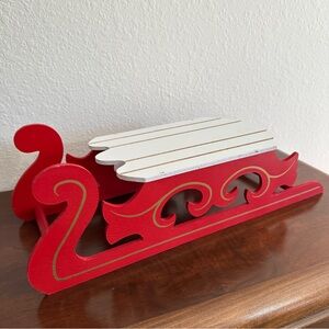 Vintage Red and White Wooden Decorative Sleigh